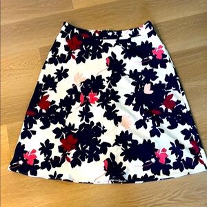 Liz Claiborne A-Line Skirt | Blue & Pink Floral | Size 12 | Workwear Classic